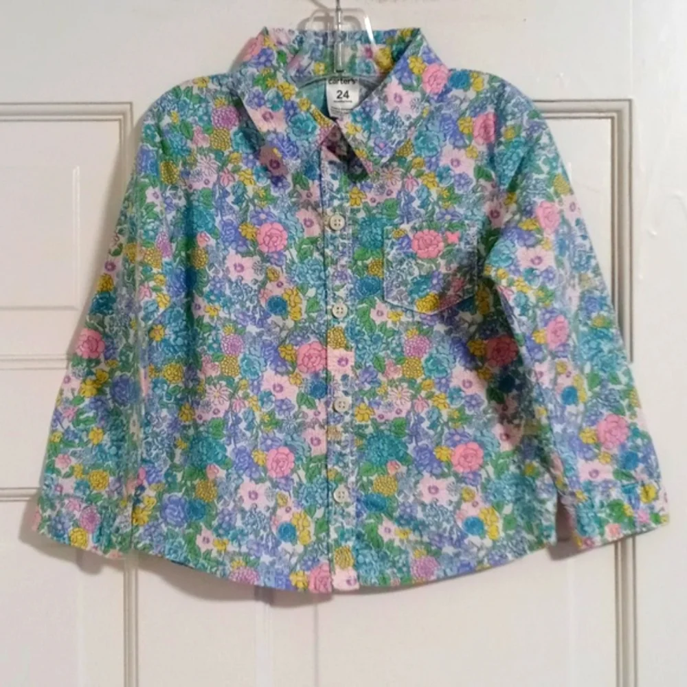 💐Carter's💐 - Multicolor Floral Poplin Button Down Top